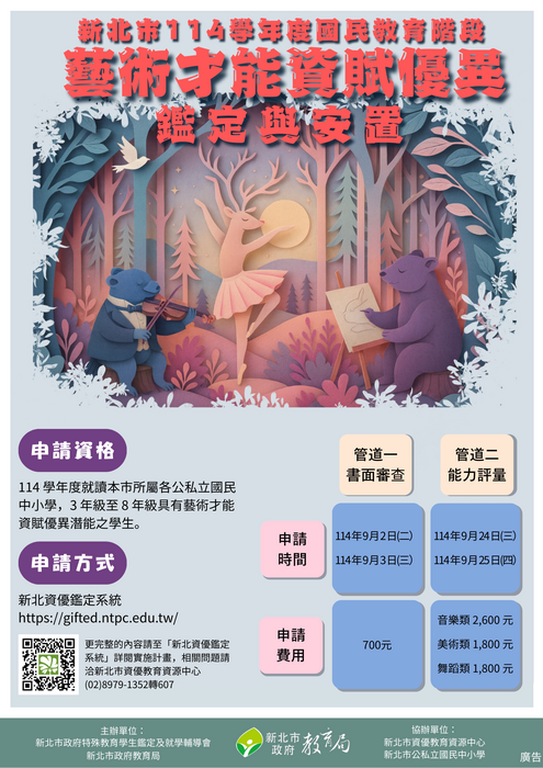 【公告】114學年度國教階段藝術才能資賦優異鑑定宣導海報圖片