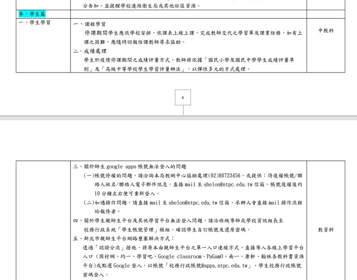 【重要通知】新北市政府防疫關懷手冊（學生注意事項）圖片