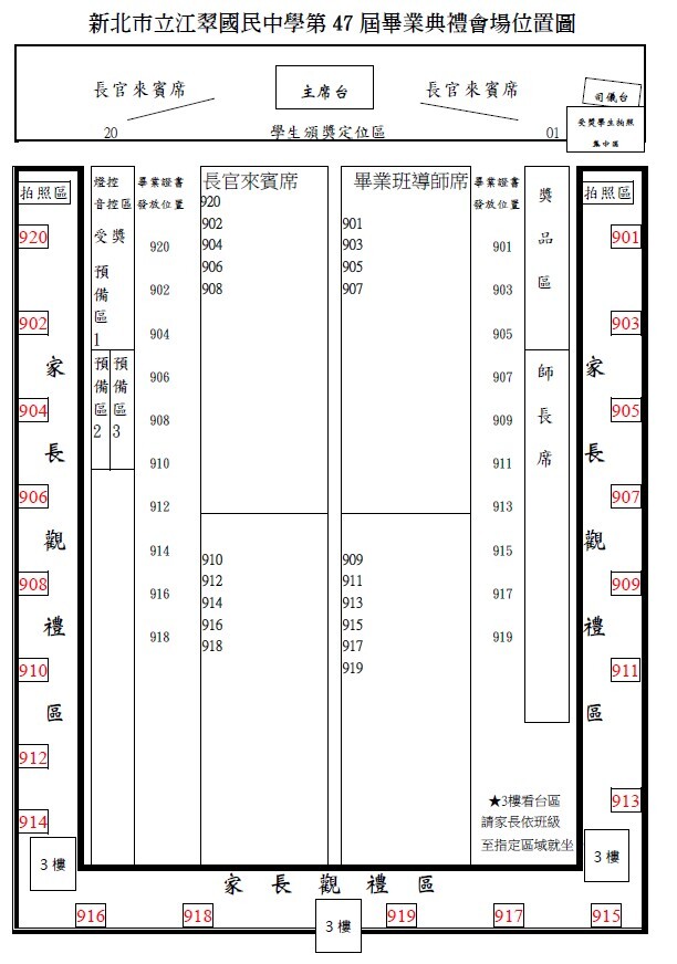 47屆畢業典禮會場位置圖